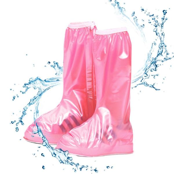 

1pair practical children's waterproof rainwater reusable shoes cover non-slip zipper rain boots overshoe high shoe disposable covers