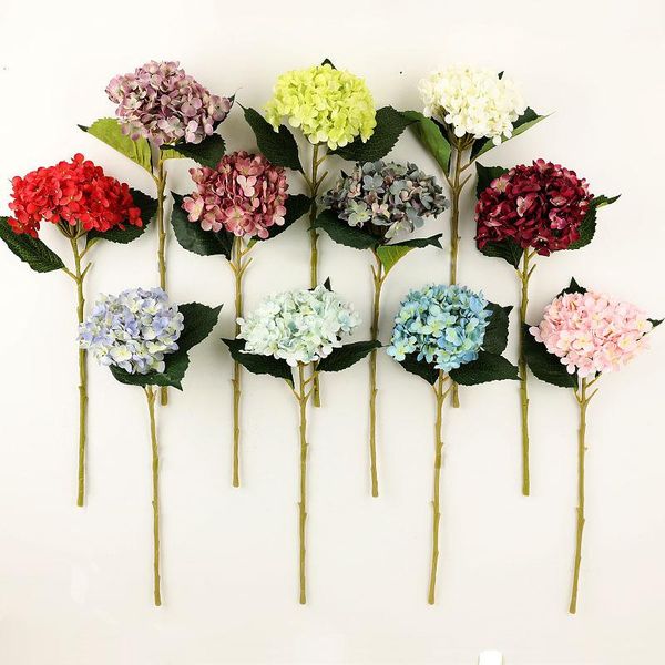 

artificial hydrangea silk branch with leaves fake flowers for vases bridal flower bouquet wedding party home garden decoration decorative &