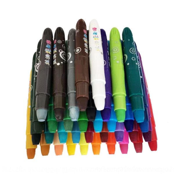 

Cyy single complementary color water soluble washable solid painting pens silk slide super large capacity dazzle color stick rotary crayon, Black;red