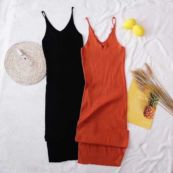 

korobov new arrival women dress preppy style lace patchwork knitted slim dresses female sweet chic vestidos femme summer 210430, Black;gray