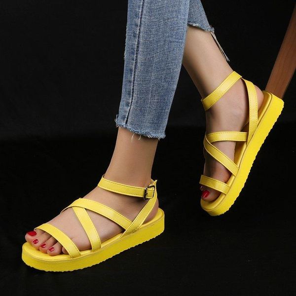 

summer flat sandal shoe women's heels suit female beige large size round toe without girls black big fashion comfort ro sandals