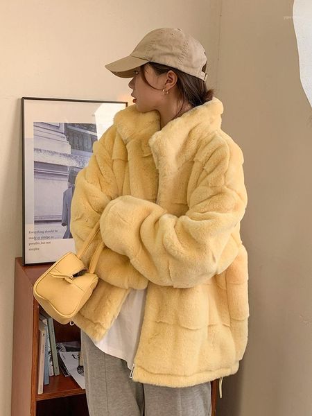 

women's fur & faux women 2021 autumn winter casual solid teddy coat female long sleeve jacket imitation mink velvet coats lady warm out, Black