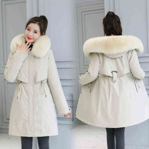 

nxy women's down jacket 2022 new down jacket women cotton lining winter parka coat ladies parker fashion plus velvet thick medium long, Black