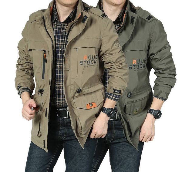

3 colors mens jackets new spring outdoor jacket waterproof hiking coat autumn windbreaker jacket military tactical fashion pockets, Black;brown