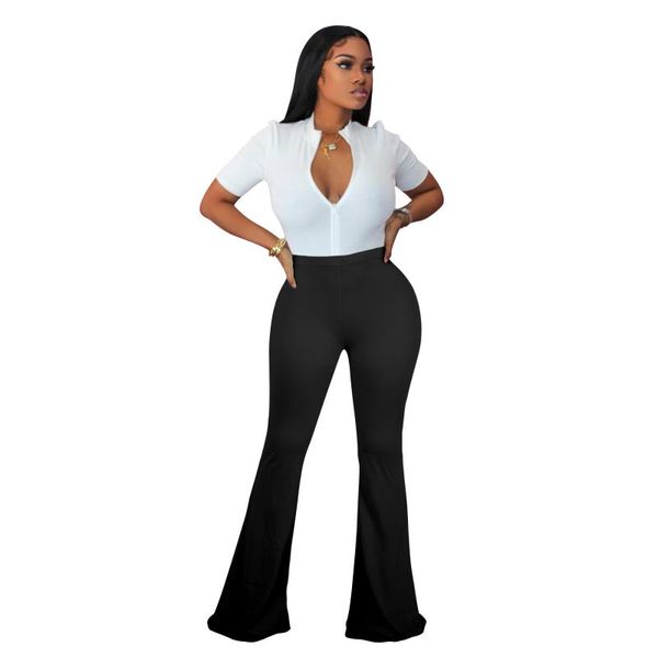 

women's pants & capris bodycon flare fall outfits 2021 trendy clothes for women high waist trousers night clubwear bell bottom, Black;white