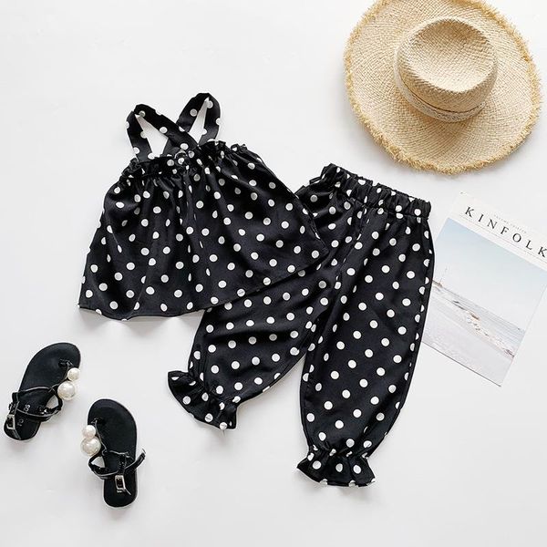 

summer kids clothes fashion flower back cross ninth pants cute little girls outfits set beach children clothing sets, White