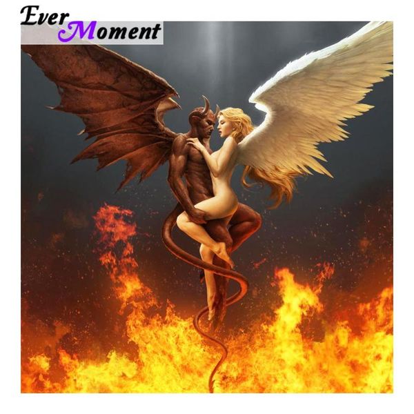 

diamond painting ever moment 5d diy angel devil heaven hell crystal mosaic cross stitch full embroidery asf615