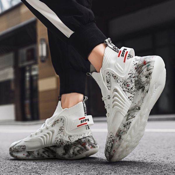 

464748 size autumn new popcorn sports casual shoes mens breathable shoes student mesh korean fashion shoes riding, Black;white