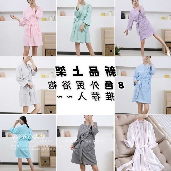 

bathrobe wear waffle women's bathrobe belt waist bath large size robe