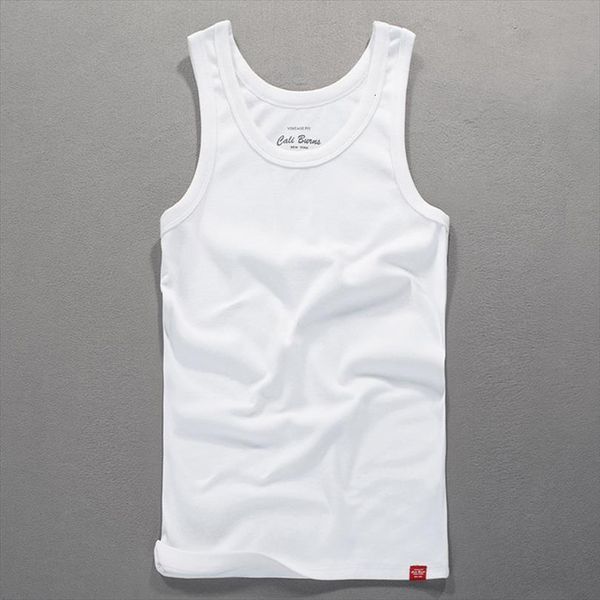 

men summer fashion japan style cotton solid color round neck sleeveless sport running vest male casual minimalism tank, White;black