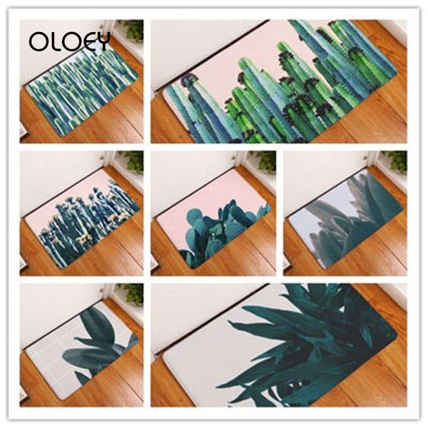 

* 60cm green leaf floor mat door flannel bathroom non-slip carpet kitchen living room home decoration carpets