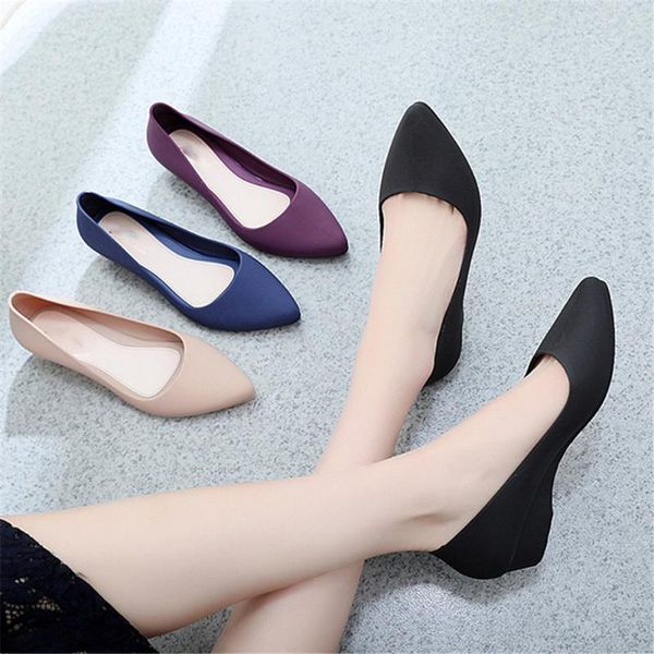 

woman wedges sandals simple girls jelly shoes waterproof ladies pointed toe heels casual working female dress, Black