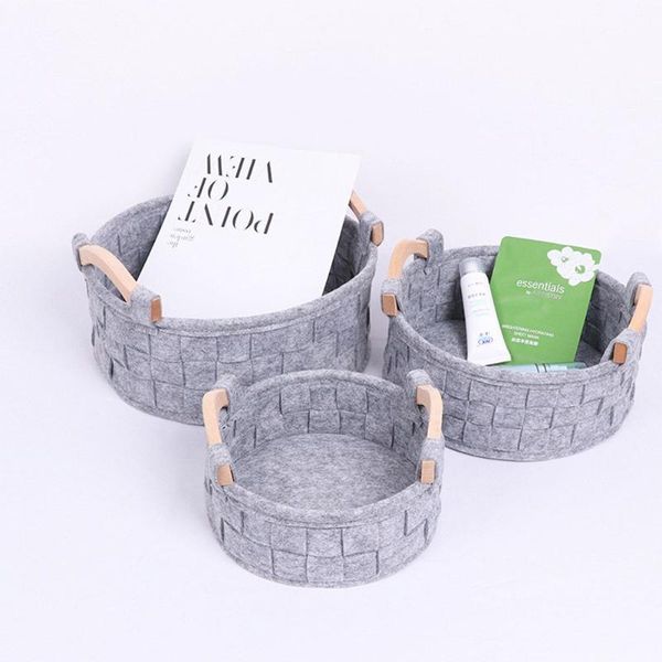 

storage baskets felt basket bin with handle home office deskwoven container for stationery toys sundries