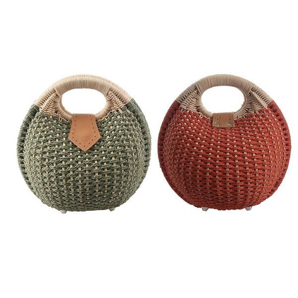 

evening bags 2x snail's nest tote handbag summer beach woman straw women's rattan bag(green&orange)