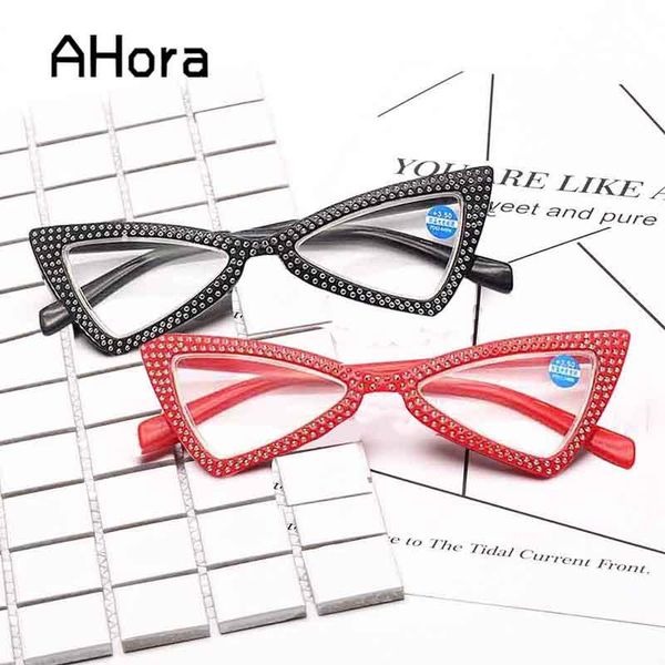 

sunglasses ahora 2021 european fashion women reading glasses small frame cat eyes prebyopia eyeglasses hyperiopia +1.0+1.5+2.02.5+3.0+3.5, White;black