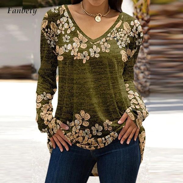 

women's blouses & shirts fashion women elegant long sleeve office lady shirt pullover autumn spring casual v neck floral print blouse s, White