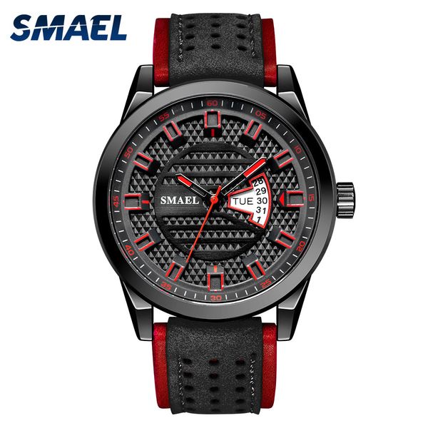 Smael Uhr Männer Quarzuhr Japan Movt Wasserdichte Uhr Edelstahl Gehäuse Leder Armbanduhren 9120 Reloj Hombre Uhren Männer Q0524