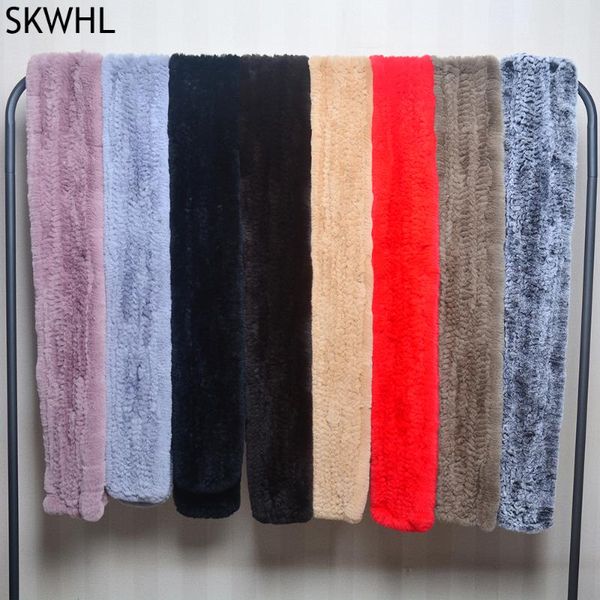 

scarves long style real genuine rex fur scarf handmade winter knitted women wrap shawl, Blue;gray