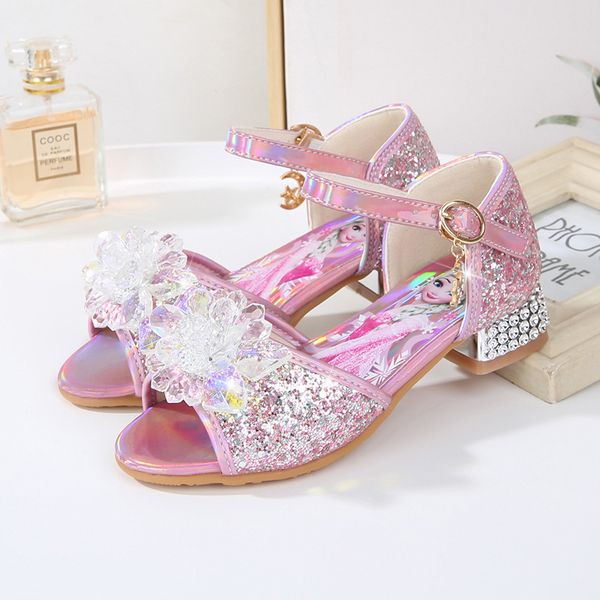 

70% off factory online aisha princess shoes girl 2021 new fashion sandals summer little open toe snow diamond, Black