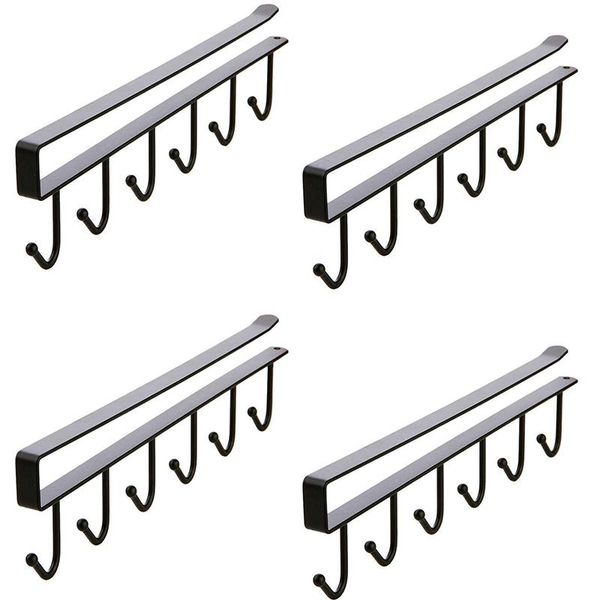 

hooks & rails mug hook under shelf for any 0.78-1inch thickness black 4 pcs
