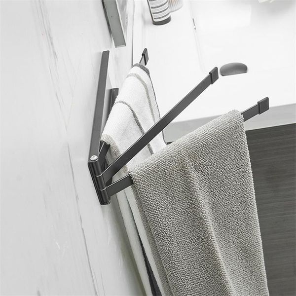 

bathroom 3 bars face towel rack hanging bar rotating punch-hidden movable storage racks