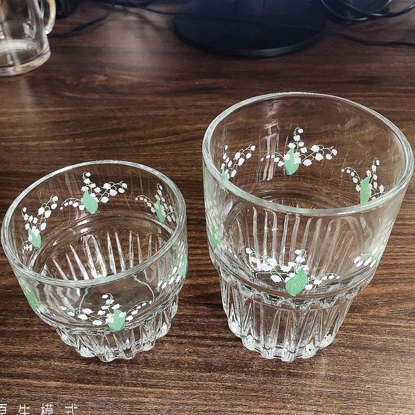 

wine glasses floral portable glass cups resistant tea beer mug milk juice cup transparent whiskey home bar drinkware