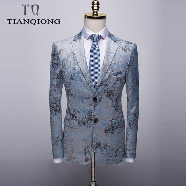 

men's suits & blazers tian qiong casual male blazer jacket 2021 slim fit white black bamboo print men mens prom party