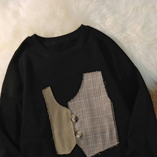 

women's hoodies & sweatshirts sweatshirt women embroidery autumn clothes korean style long sleeve fashion print womans blouses pullover, Black