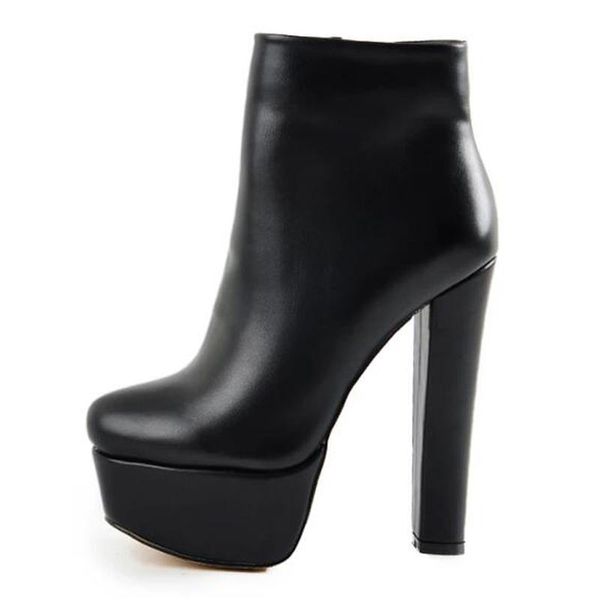 

boots mkkhou leather short boot women 2021 black round head thick sole heel super high elastic