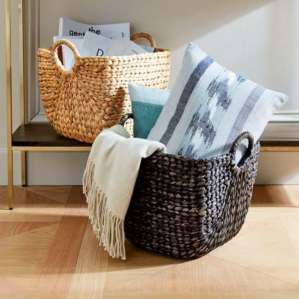 

storage baskets waterweed laundry handmade brown woven clothing basket