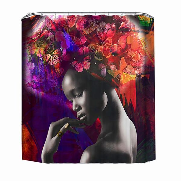 

shower curtains butterfly curtain afro women for bathroom polyester fabric window