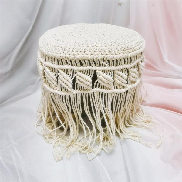 

chair covers macrame low stool cushion cover woven rope tassel retro round bohemian sofa for boho decor