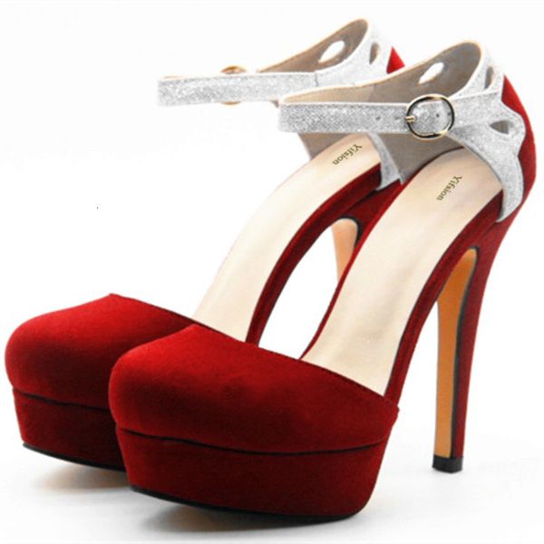 

sandals ol'platform bombs thin high heels fashion buckle belts round toe red wedding shoes size eua 4-.5 u0kr, Black