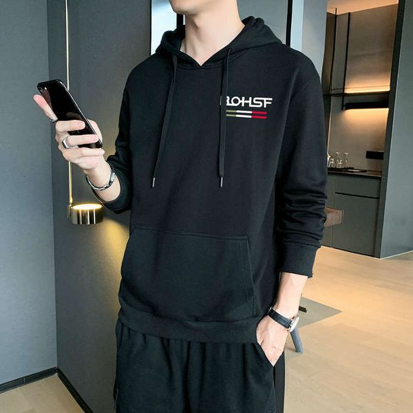 

& sweatshirts men's hoodies long sleeve fashion brand sweater spring and autumn ins large casual student sports wear hoodie, Black