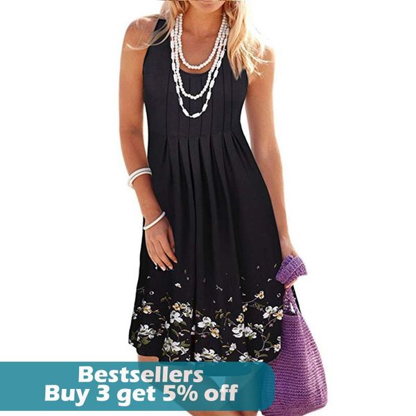 

ethnic clothing women's boho dress summer o-neck floral print sleeveless beach plus size elegant dresses robe femme abaya dubai, Red