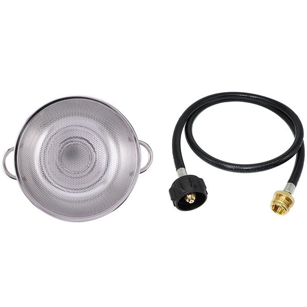 

storage baskets 4 feet propane adapter hose 1 lb to 20 converter with stainless steel colanders handle