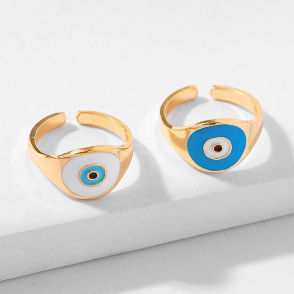 

cluster rings simple design evil eye opening ring punk hip hop fashion accessories for men women creative party nightclub jewelry gift, Golden;silver