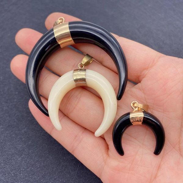 

charms moon shape resin ox bone pendant for jewelry making bulk diy necklace wholesale woman accessories, Bronze;silver