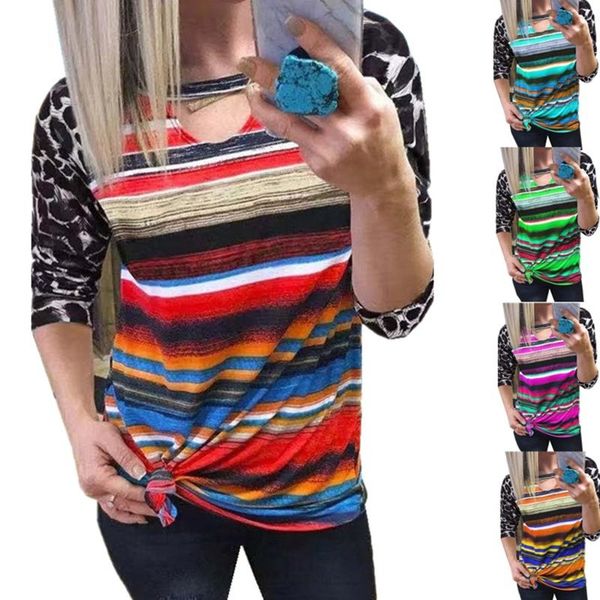 

women's t-shirt colored v-neck stripes for woman autumn pullovers all-match tshirt female long sleeve spliced elastic fashion loose, White