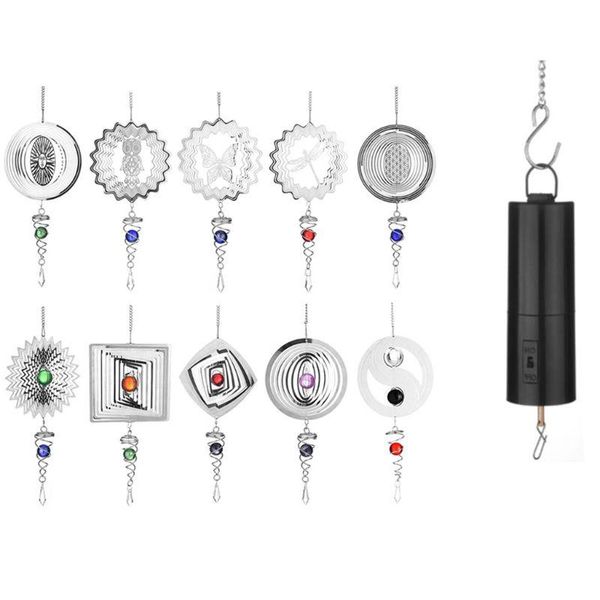 

decorative objects & figurines 27rf silent stereo rotating wind chime spinner motor wall hanging ornaments home decoration stainless steel m