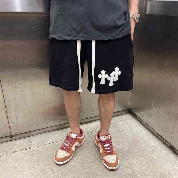 

65% off outlet online store 2021 summer fashion brand new casual shorts with cross embroidery for men and women, Blue