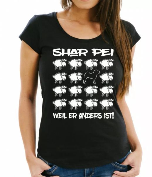 

Shar Pei Ladies T-Shirt Black Sheep Wrinkles Dog Women Dog Dogs Fashion, Mainly pictures