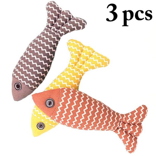 

cat toys 3pcs pet catnip toy fish realistic interactive chew dog play velvet molar silent educational