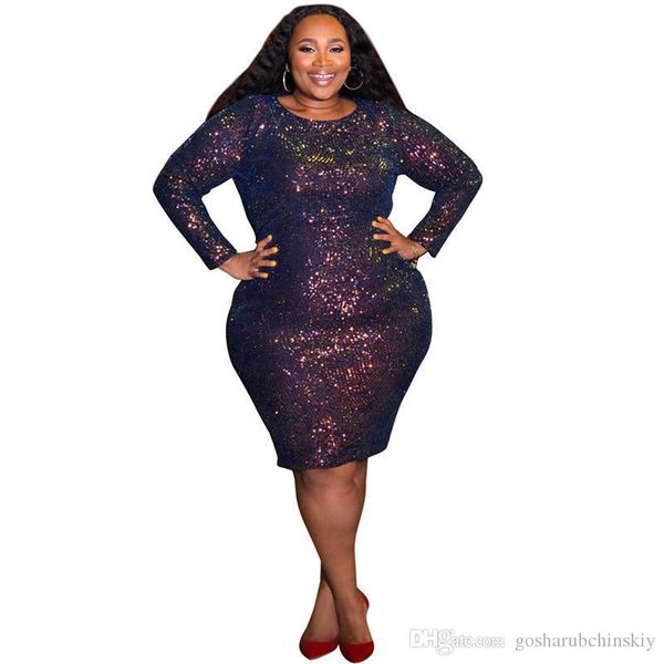 

sequins printed womens designer dresses long sleeve plus size female bodycon dresses night club womens clothing new arrival, Black;gray