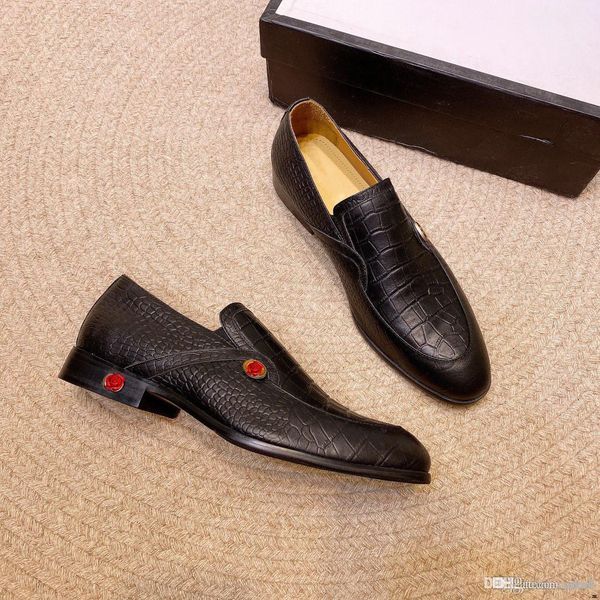 

a1 autumn stylish men loafers black brown genuine leather print hand painted monk strap men's dress shoes wedding party 33
