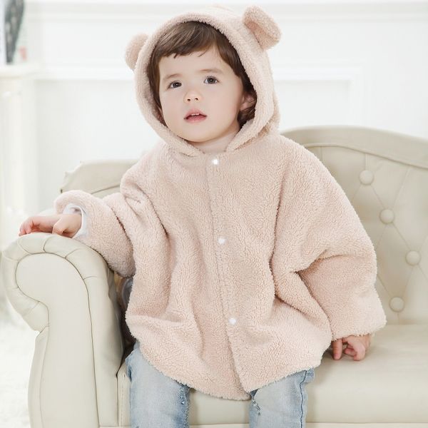 Fleece baby casacos coelho bege menino capas recém-nascido capa meninas xale bebês jaquetas com capuz Mantle roupas inverno roupas vestido smock 210413