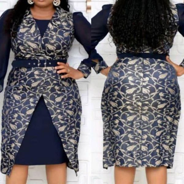 

casual dresses western style dress tanning spring autumn fashion temperament splicing chiffon split belt round neck long sleeve, Black;gray