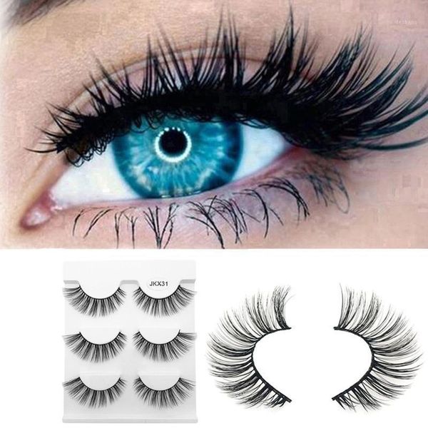 

fake eyelashes 3 pairs luxury 3d false lashes plastic black terrier fluffy strip long natural party thick jkx31 lashe1