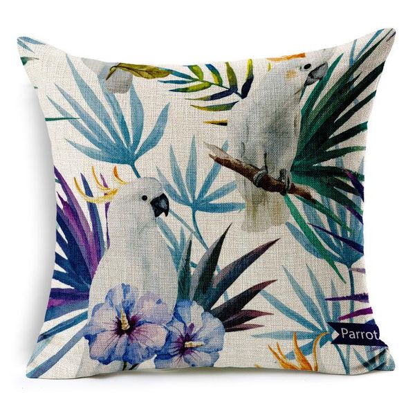Almofada/travesseiro decorativo pintado à mão Tropical Folhas de linho árvore de linho Tampa de almofada Flores Flores Floral para Sofá Cadeira House de Coussi