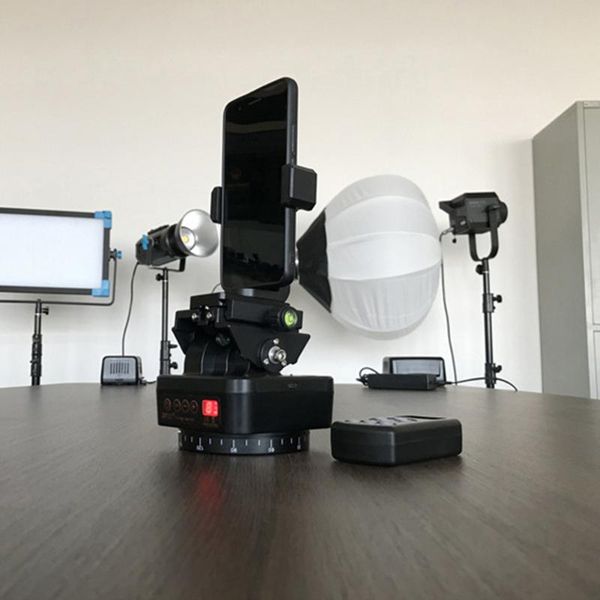 

tripod heads yt-1000 motorized pan tilt head with 1/4 quick release plate + phone holder live mobile camera remote shooting ptz